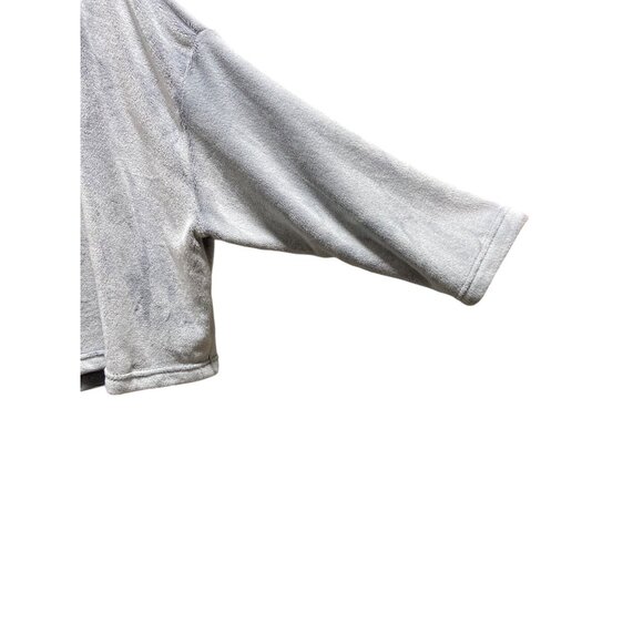 Joyspun Penguin Patch Cropped Teddy Hoodie Gray Size XL Cozy Winter Soft Casual - Picture 10 of 14